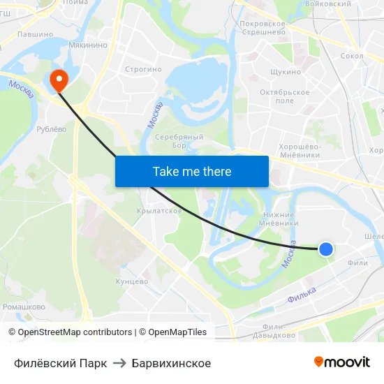 Филёвский Парк to Барвихинское map
