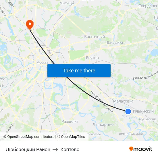 Люберецкий Район to Коптево map