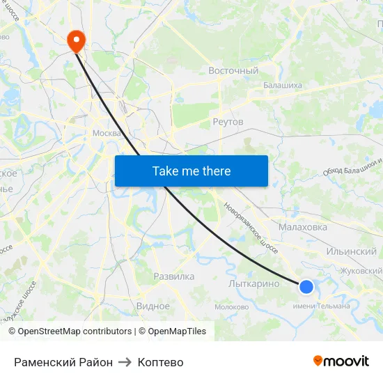 Раменский Район to Коптево map
