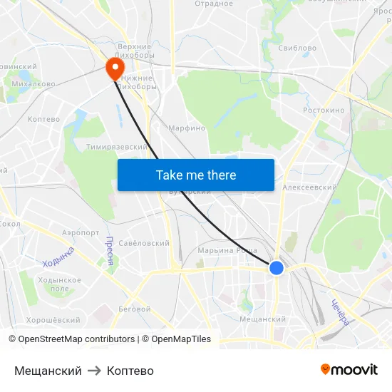 Мещанский to Коптево map