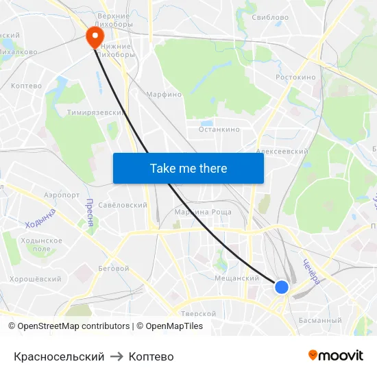 Красносельский to Коптево map