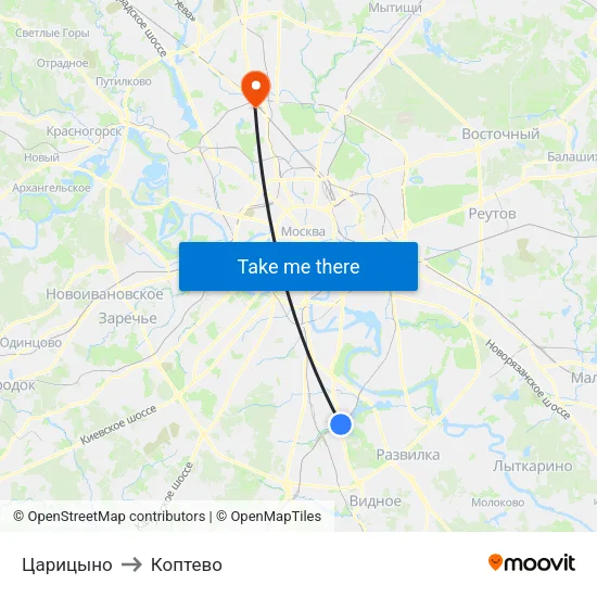 Царицыно to Коптево map