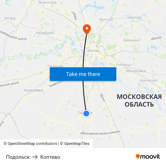 Подольск to Коптево map