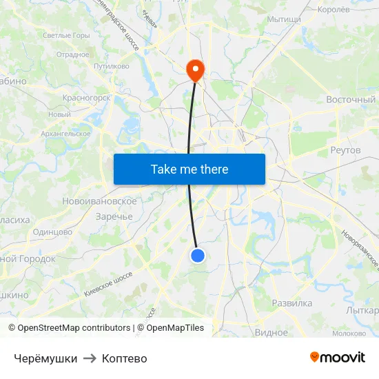 Черёмушки to Коптево map