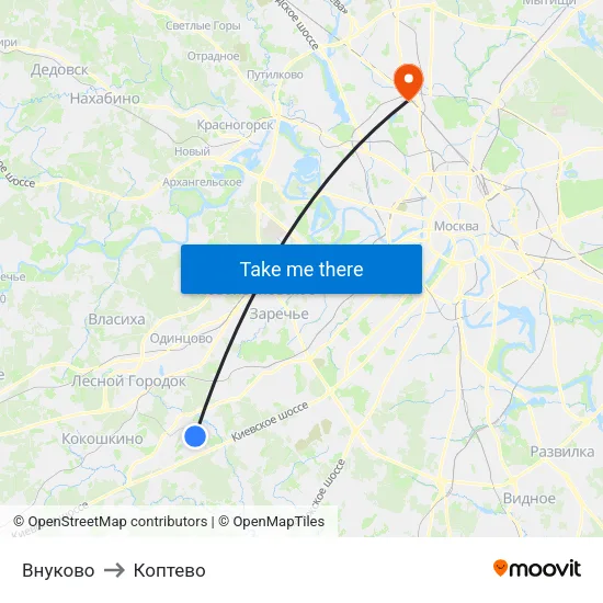 Внуково to Коптево map