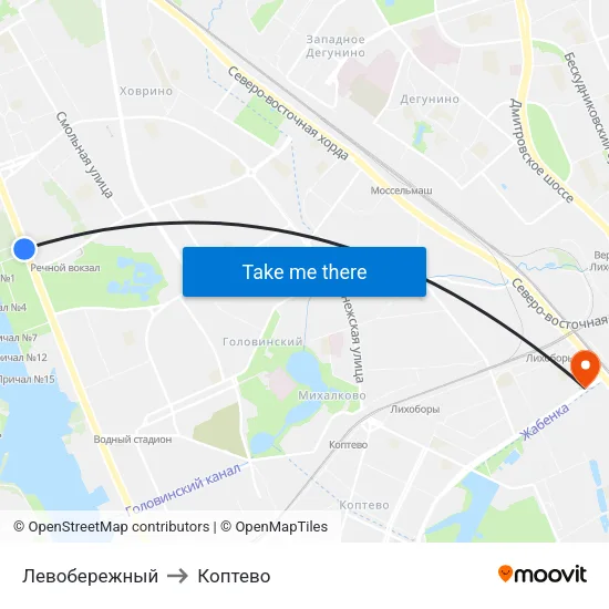 Левобережный to Коптево map