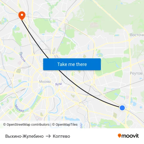 Выхино-Жулебино to Коптево map