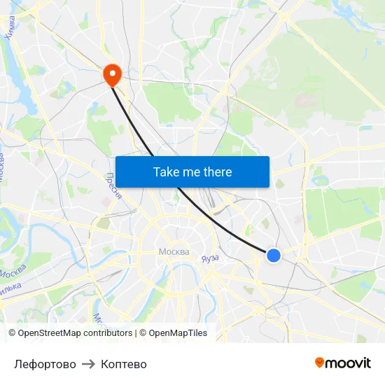 Лефортово to Коптево map