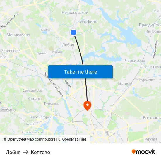 Лобня to Коптево map