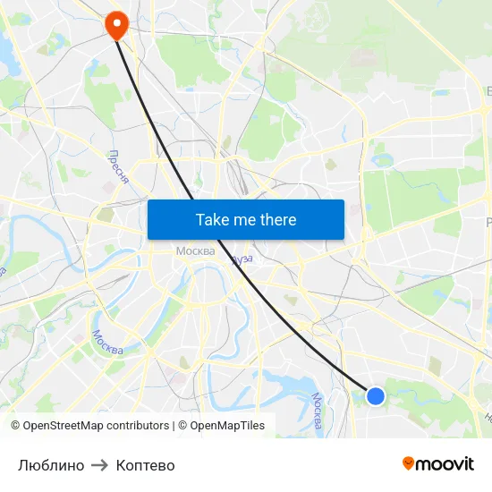 Люблино to Коптево map
