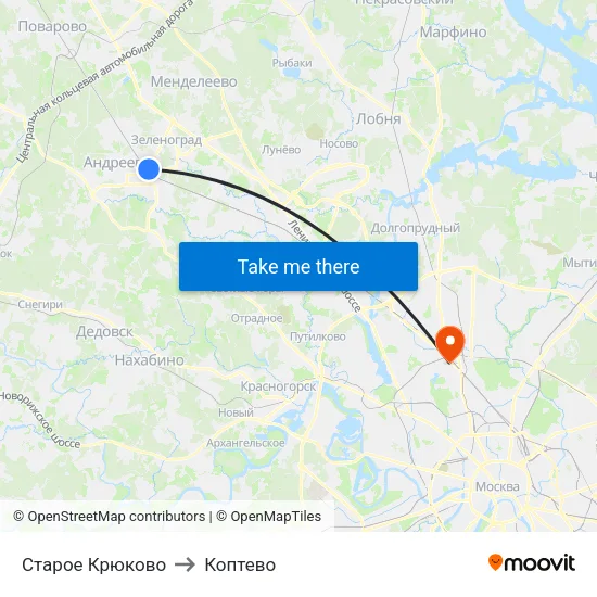 Старое Крюково to Коптево map
