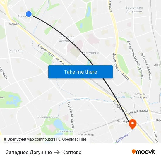 Западное Дегунино to Коптево map