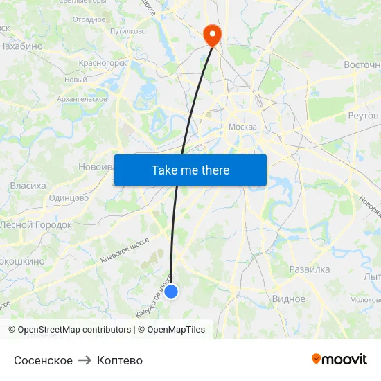 Сосенское to Коптево map