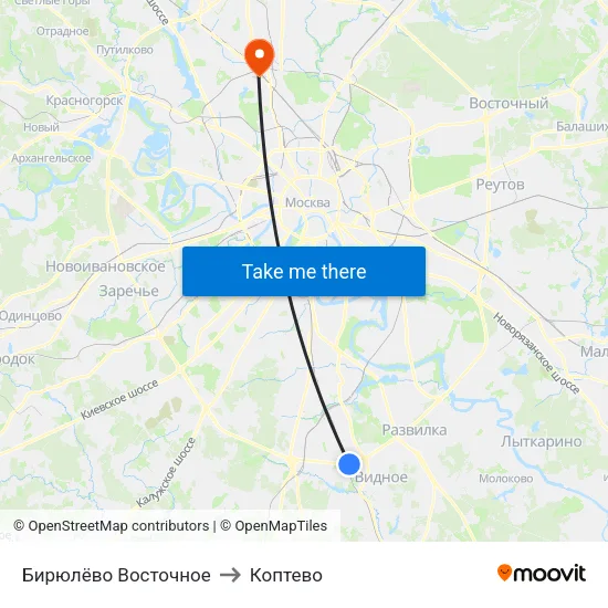 Бирюлёво Восточное to Коптево map