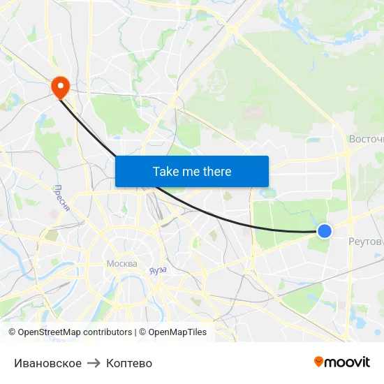 Ивановское to Коптево map