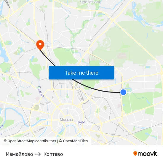 Измайлово to Коптево map