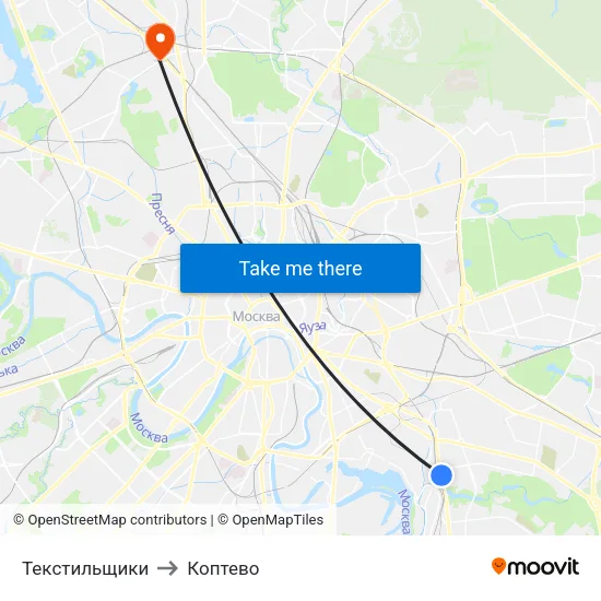 Текстильщики to Коптево map