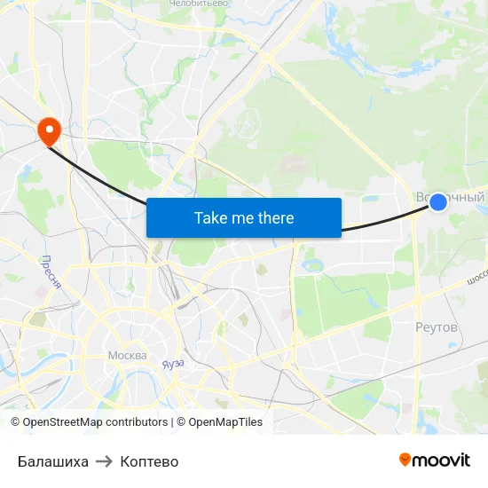Балашиха to Коптево map