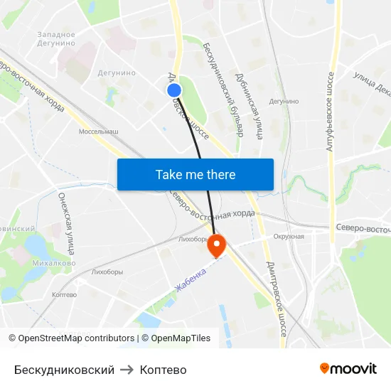 Бескудниковский to Коптево map