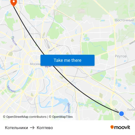 Котельники to Коптево map