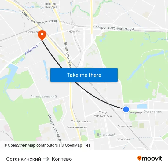 Останкинский to Коптево map