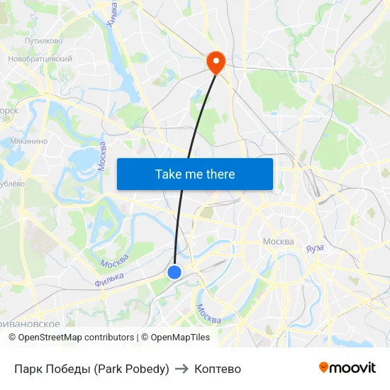 Парк Победы (Park Pobedy) to Коптево map