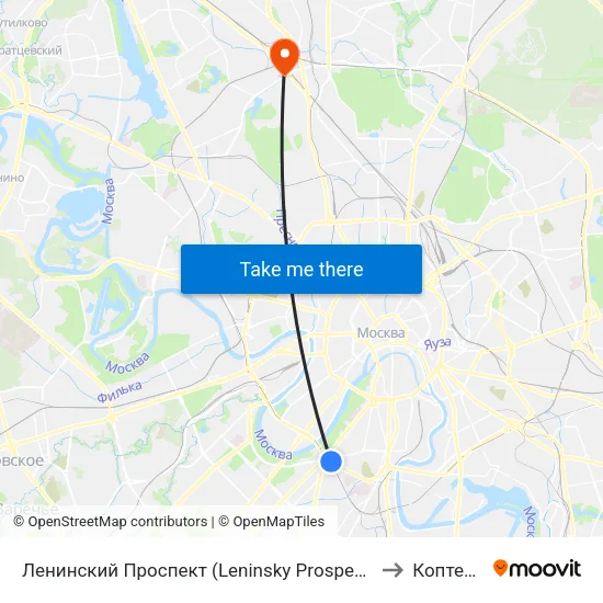 Ленинский Проспект (Leninsky Prospekt) to Коптево map