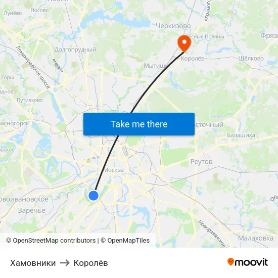 Хамовники to Королёв map
