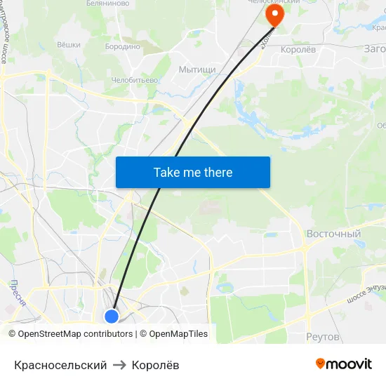 Красносельский to Королёв map