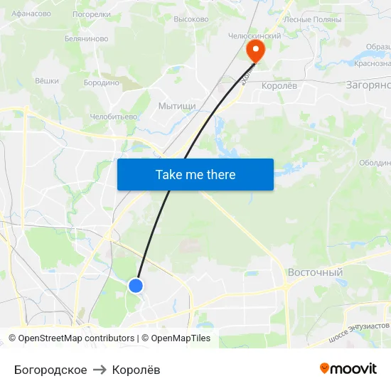 Богородское to Королёв map