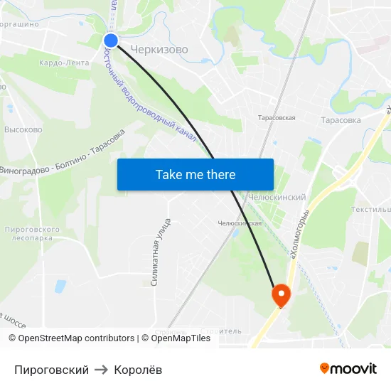 Пироговский to Королёв map