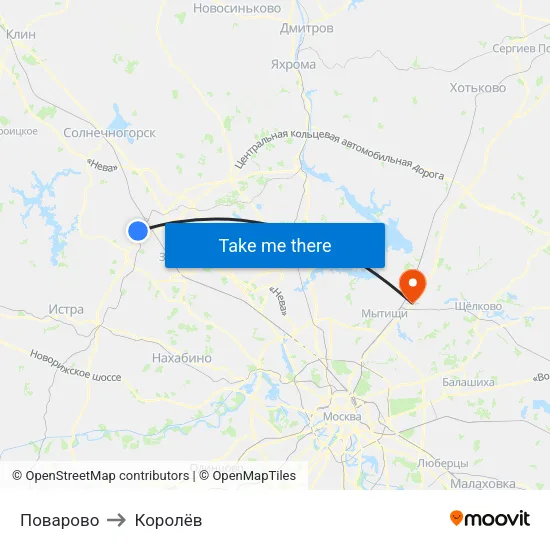 Поварово to Королёв map