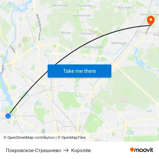 Покровское-Стрешнево to Королёв map