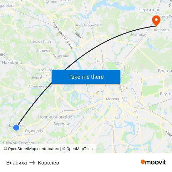Власиха to Королёв map