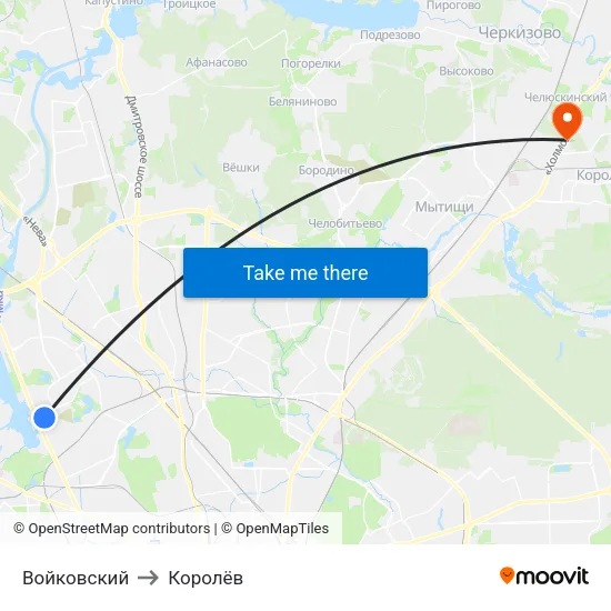Войковский to Королёв map