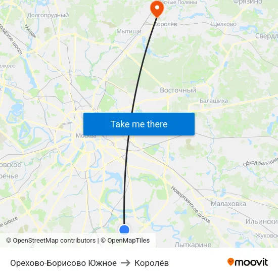 Орехово-Борисово Южное to Королёв map
