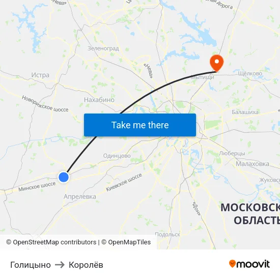 Голицыно to Королёв map