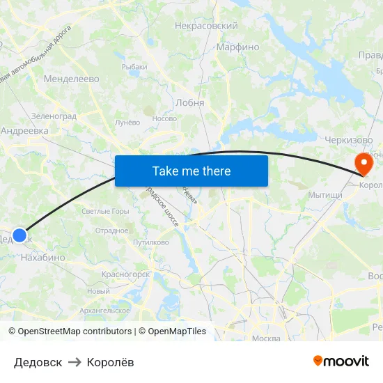 Дедовск to Королёв map