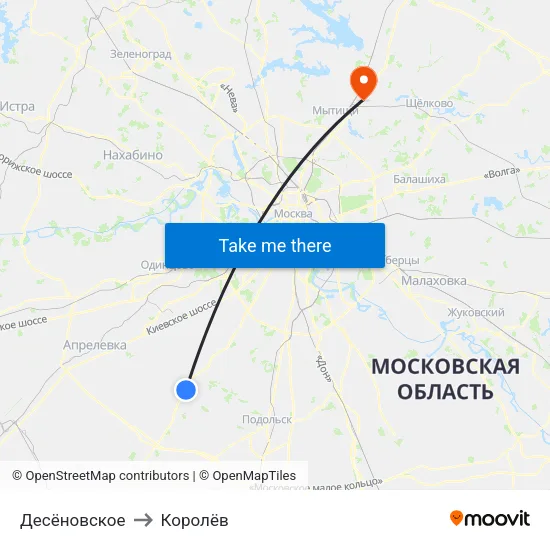 Десёновское to Королёв map