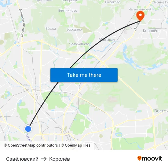 Савёловский to Королёв map