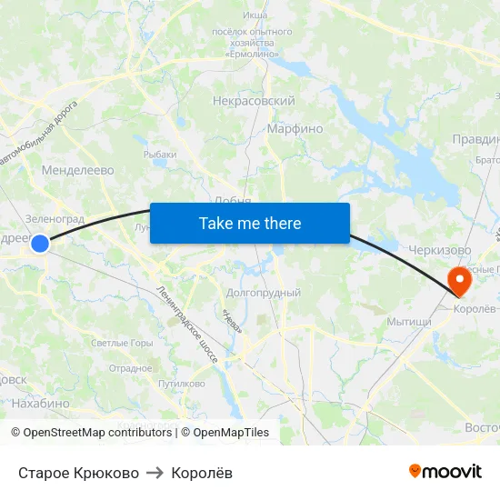 Старое Крюково to Королёв map