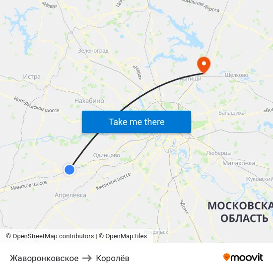 Жаворонковское to Королёв map