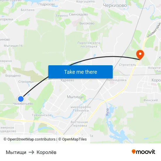Мытищи to Королёв map