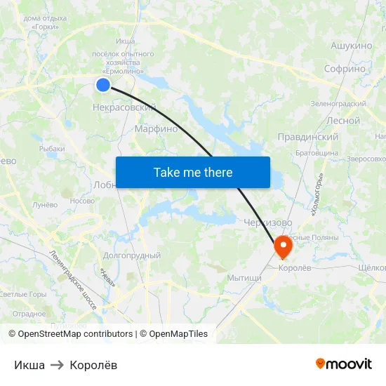 Икша to Королёв map