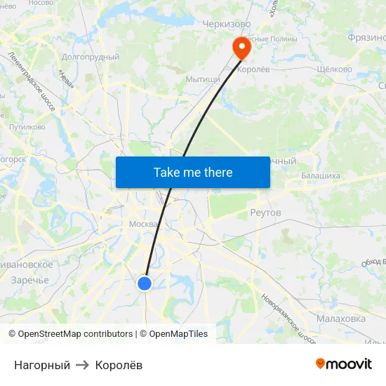 Нагорный to Королёв map