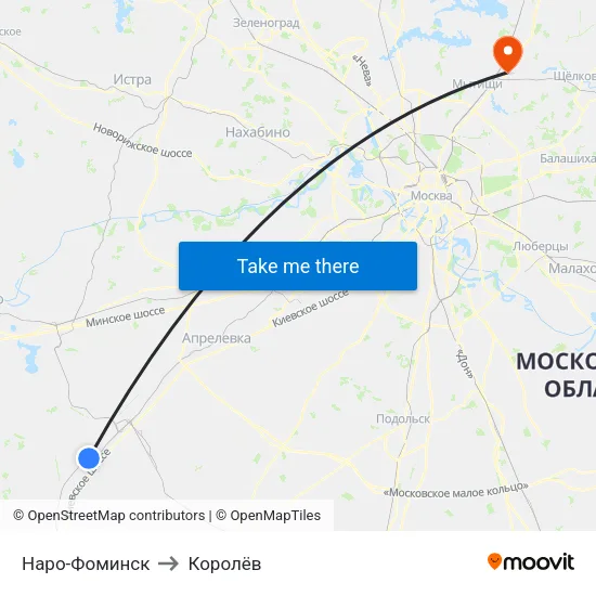 Наро-Фоминск to Королёв map