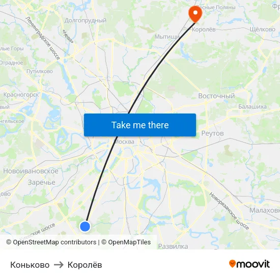 Коньково to Королёв map