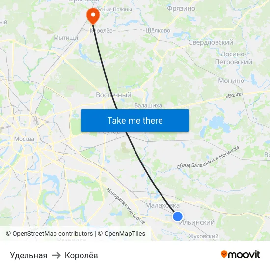 Удельная to Королёв map