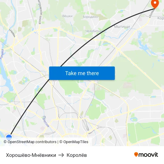 Хорошёво-Мнёвники to Королёв map