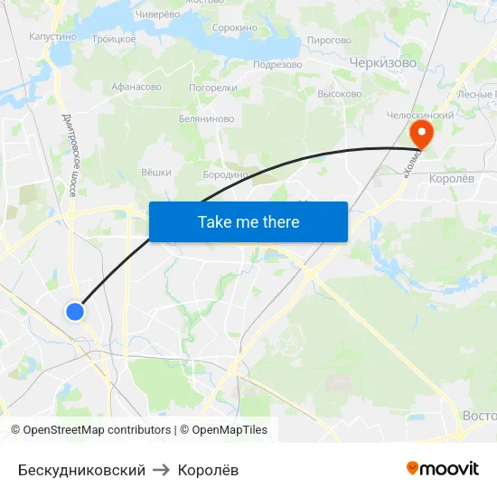 Бескудниковский to Королёв map